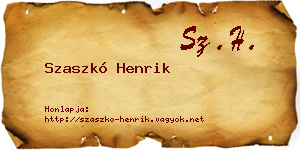 Szaszkó Henrik névjegykártya